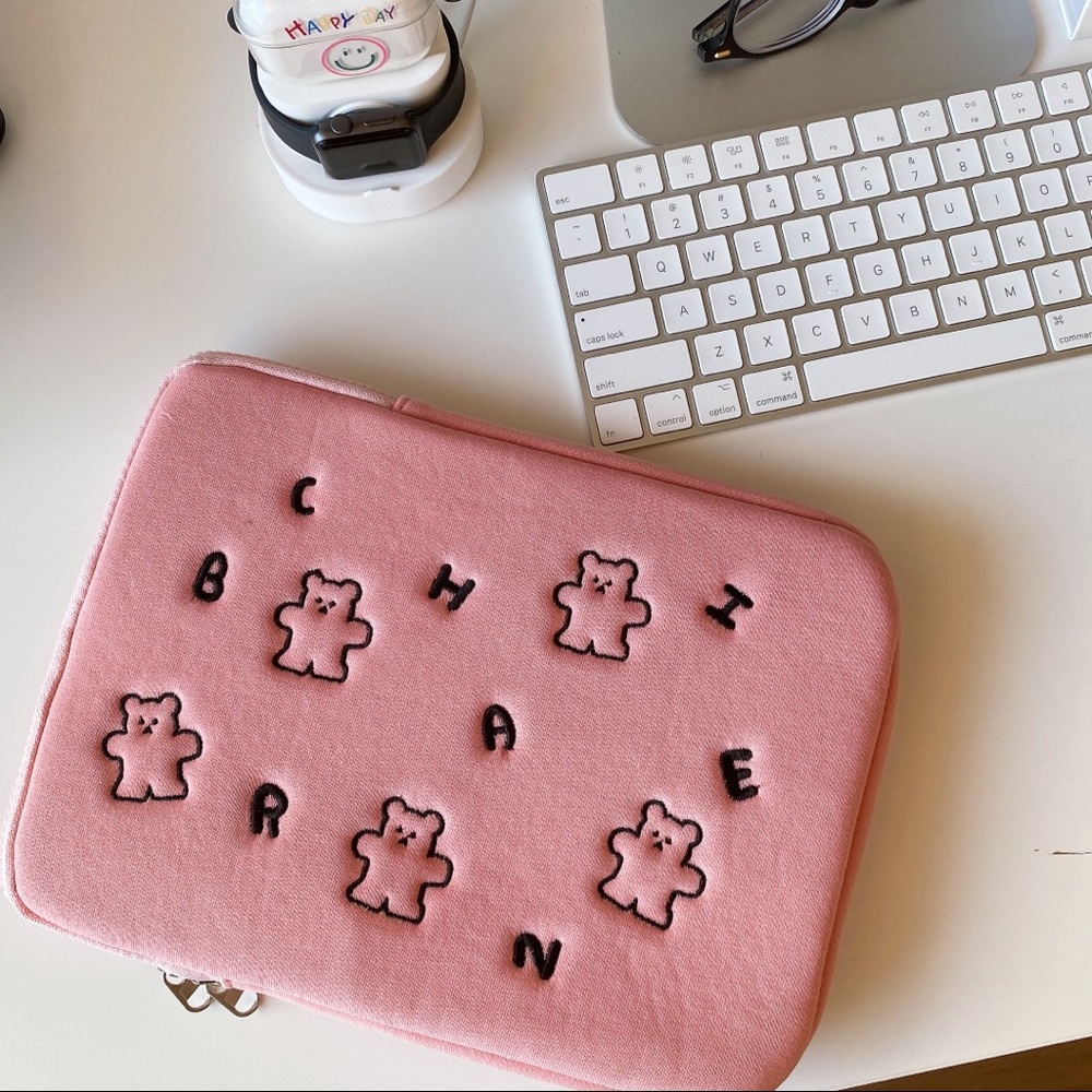 iPad Case Pouch Kawaii Pink Bear Sleeve Bag 11inch | Gifts For Her | Zipper case